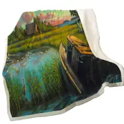 Nature Rustic Art Painting Laughing Gull Creek Throw Blanket