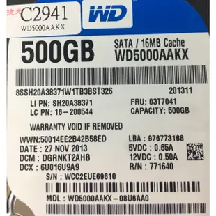 二手良品 WD 威騰 藍標 500G 3.5吋 SATA硬碟 WD5000AAKX