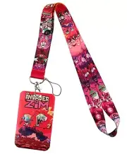 Invader Zim Cartoon Themed Red Lanyard w/ ID Holder Keychain