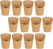 Dessert Cups, Snack Cups,50Pcs French Fries Holder Charcuterie Cups Paper French Fry Cups Waffle Paper Popcorn Boxes Kraft Paper Cups Holder Wedding Food Trays for Party 14oz