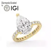 Pear Solitaire Labgrown Diamond Engagement Ring 18k Yellow Gold 6.25 Ct F VS1