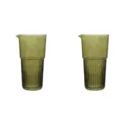 2x Ecology Kitchenware Soda Lime Glass Callisto Carafe 1.4L/22.5cm Olive Green