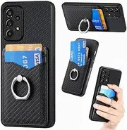 Compatible with Samsung Galaxy A23 5G Case,Compatible with Samsung Galaxy A23 4G [PC+TPU+PU] Card Holder Kickstand Phone Cover Black