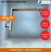 NEW SQUARE GOOSENECK WALL MOUNT SHOWER ARM CHROME STAINLESS STEEL