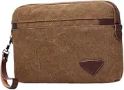 [Generic] Men's Clutch Bag with Leather Strap Stylish Zipper Business Handbag