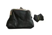 Medium double frame coin genuine leather purse