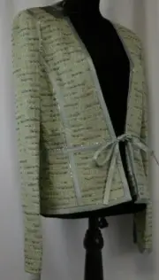 NWT St John Sz 10 Knit Open Front Waist Bow Sequins Boucle Shimmer Blazer $1495