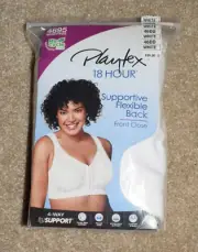 New Playtex 46DD Bra White 18 Hour Front Close Supportive Flexible Back