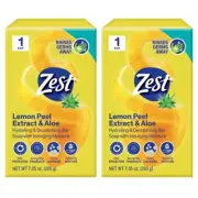 NEW! ZEST (2-BARS) 7.05 Oz ●LEMON PEEL EXTRACT/ALOE● Hydrating Deodorizing Soap.
