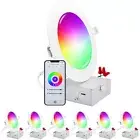 Luxrite 6 Inch Smart LED Recessed Light RGBW Color Changing WiFi App 6-Pack