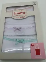 Trimfit Girls 100% Cotton Tagless Assorted Vest Camisole Undershirt 3-Pk~Sm 4/6
