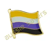 NON BINARY FLAG HAT PIN / LAPEL PIN / BADGE / BROOCH - LGBT