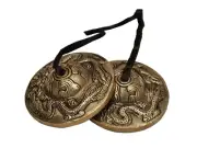Tibetan Tingsha Cymbals - 6.5cm - Dragon Symbols Embossed by Dharma Store Nepal