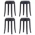 vidaXL Stackable Stools 4 pcs Black Plastic