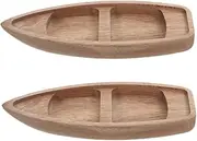 Vaguelly Versatile Wooden Canoe Model Mini Sailboat Decoration Nautical Home Accessory