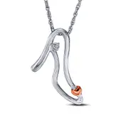 Natural Diamond Accent High Heel with Heart Pendant in Sterling Silver and 10K Rose Gold