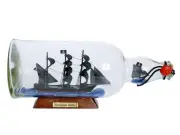 Captain Kidd's Adventure Galley Model Ship in a Glass Bottle 11"