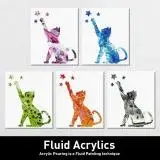 在飛比找遠傳friDay購物優惠-樂兒學 獨一無二DIY藝術壓克力流動畫-貓摘星(顏料x4+畫