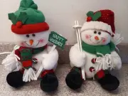 SALE - Pair of Adorable Fabric Snowmen