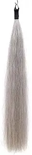 Horse Tail Extensions with Braided Horsehair Loop, Blunt Cut Bottom, 28-30 inches Long and 3/8 lb Weight (Light Gray)