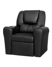 [Keezi] Kids Recliner Armchair PU Leather Sofa Lounge Couch in Black