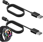[Blueshaweu] for LIGE Smart watch 1.39 inch Charger, 2 Pin Magnetic USB Replacement Charging Compatible with 2023 Newest LIGE SML1/SML2 Bluetooth Smart Watches for Men 1.39" Full Touch Screen (2 pack-Black+Black)