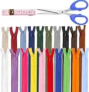 Glarks 22pcs 30cm Nylon Invisible Zippers, 20 Colors Nylon Invisible Zipper Bulk, Colorful Conceal Zippers, Crafts Hidden Zippers, Invisible Nylon Coil Zippers with Tools for Sewing Craft