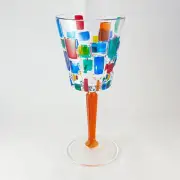 Orange Stem Venetian Glass Frank Lloyd Wright Wine Glass Handmade Italy Murano