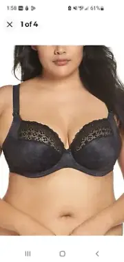 NWOT Elomi EL4340 Kim Full Figure Underwire Plunge Bra, Size US 38G