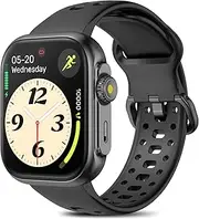 [VPSTAY] Smart Watch for Men Women, 【GPS, Alexa Built-in】 Bluetooth Calling, 1.85" HD Fitness Watch with Sleep, Blood Oxygen & Heart Rate Monitor, 3ATM Waterproof 60 Sports Smartwatch (Pitch-Black)