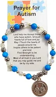 Westmon Works Autism Bracelet Featuring St Nicholas & Saint Dymphna Gift Set and Prayer Card Made in Italy