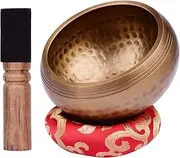 Tibetan Singing Bowl Set with 10.5cm/4inch Handmade Metal Sound Bowl & Soft Cushion & Wooden Striker for Meditation Sound Chakra Healing Yoga Relaxation Gold One Size