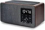 MANTA Vintage Clock Radio Digital Alarm Clock with Bluetooth Radio Alarm Clock with Charging Function Alarm Clock FM Radio Call Answer Display for Bed Sleep Timer - RDI910WC