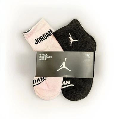 Air Jordan 6-Pack Cushioned Ankle Socks For Girls/Kids Size 5-7