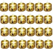 WAZIJ 24 Pcs Led Tealight Candles Battery Operated Smokeless Candle Lamp for Valentines Weddings Dining Tables 1.42x2.56in