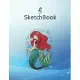 SketchBook: Disney The Little Mermaid Evil Ursula Crystal Ball Blank Marble Unline Large Notebook for Cute Girls Teens Kids 110 Pa