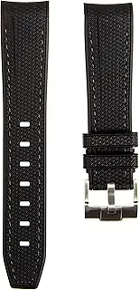 [Strapseeker] Textured Curved End Premium Silicone Rubber Watch Strap - Compatible with Omega Swatch Moonwatch, Tudor Black Bay, Rolex- 20mm - Curve Replacement Watch Band for Men & Women - For Sports & Dive Watches