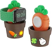 [MOSHOU] Potted Plant Charger Stand Compatible with Apple Watch Series Ultra/8/SE2/7/6/SE/5/4/3/2/1(49mm,45mm,44mm,42mm,41mm,40mm,38mm),Silicone Drop-Proof, Cute Watch Charger Dock (Carrot)