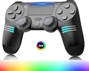 Multi-functional for PS-4 Wireless Gamepad: Works with PS-4/Pro/Slim and PC, equipped with Bluetooth, dual vibration, touch panel, six-axis motion control, 3.5mm audio jack, and ergonomic grip.