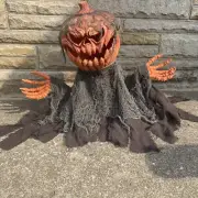 Evil Animated Pumpkin Head Halloween Prop Sound Activated Lights/Sounds/Motion