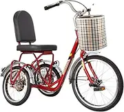 Tricycle for Adults, Adult Tricycle High Carbon Steel Frame 3 Wheel Bikes with Seat Backrest & Shopping Basket for Seniors Women Men