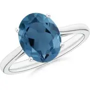 Oval Solitaire London Blue Topaz Cocktail Ring
