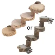 Bird Wooden Platform Natural Stand 4 Steps Ladder Parrot Chewing Toy