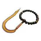 Ebony Peacock Agate Prayer Beads with Unique Cord Tassel - New