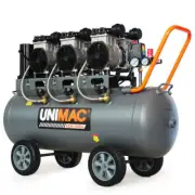 UNIMAC 100L 4.5HP Silent Oil-Free Air Compressor, with Twin Nitto Outlets, 15A P