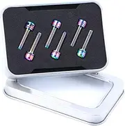 INOOMP 6Pcs Rainbow Titanium Alloy Handle Riser Screws with Washers for Mountain and Road Bikes Lightweight Durable Replacement Bike Stem Bolts
