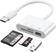 USB-C SD/TF/USB 2.0 Memory Card Reader for iPhone 16 Pro Max Plus, 3 in 1 USB C