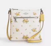 COACH CAQ08 Mini Rowan File Leather Bag W/Floral Print Chalk Multi NWTNEW
