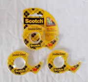 Three, 3M Scotch Permanent Double-Sided Tape Rolls 1/2" x 450" Each Roll, New!