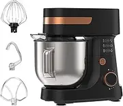 3-in-1 Electric Stand Mixer, Food Mixers for Baking, Kitchen Mixer with 6l Stainless Steel Mixing Bowl, Dough Hook, Salad Hook, Egg Beater and 12 RPM Adjustment, 1000w, Black